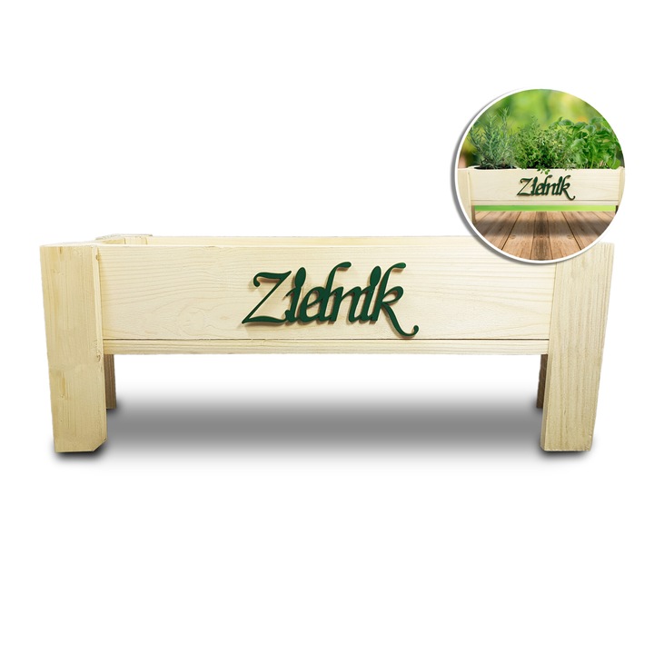 Дървена саксия, GraweroweLove, естествена, 20x18x53 см, за цветя или билки