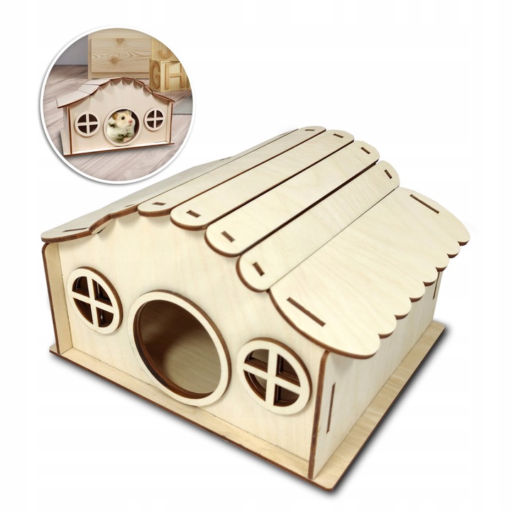 Casuta din lemn pentru hamster, Grawlas, 20x17,5x12cm, 100% fabricat in Polonia
