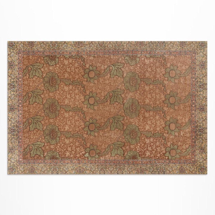 Covor de exterior pentru terasa, Wallfluent, Flori salbatice, Maro, 120x180 cm, 010260370040000074465