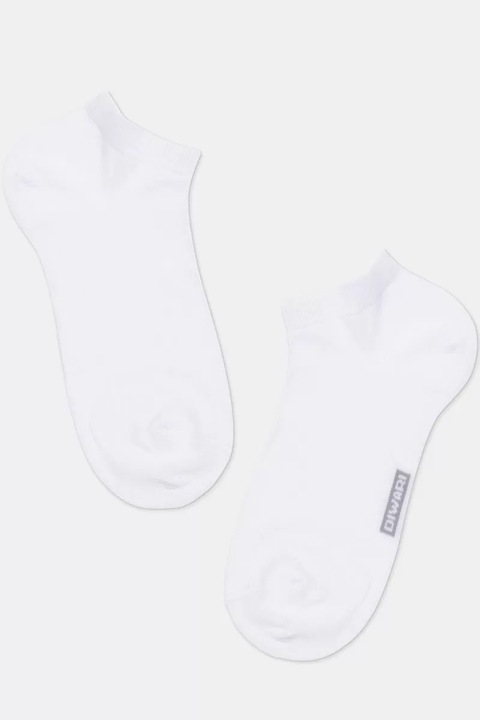 Sosete scurte (anklets) de bumbac, DiWaRi 3D Socks 000, Alb