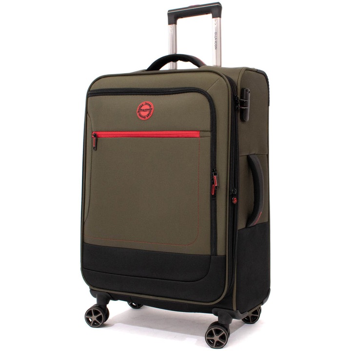 Куфар Ella Icon Shadow с 4 двойни колела, Текстил, 80X47X29 см, Каки