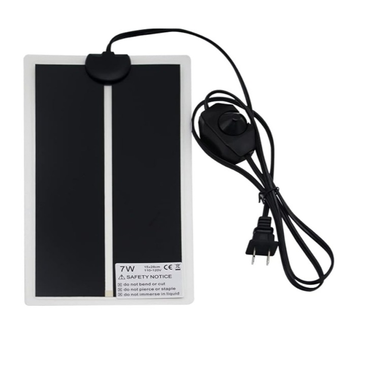 Incalzitor extern AjieQaQ pentru terarii, 7W, negru, 15x28cm