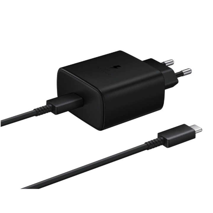 Incarcator rapid 45W cu cablu USB-C 1M, compatibil cu dispozitive Samsung, negru