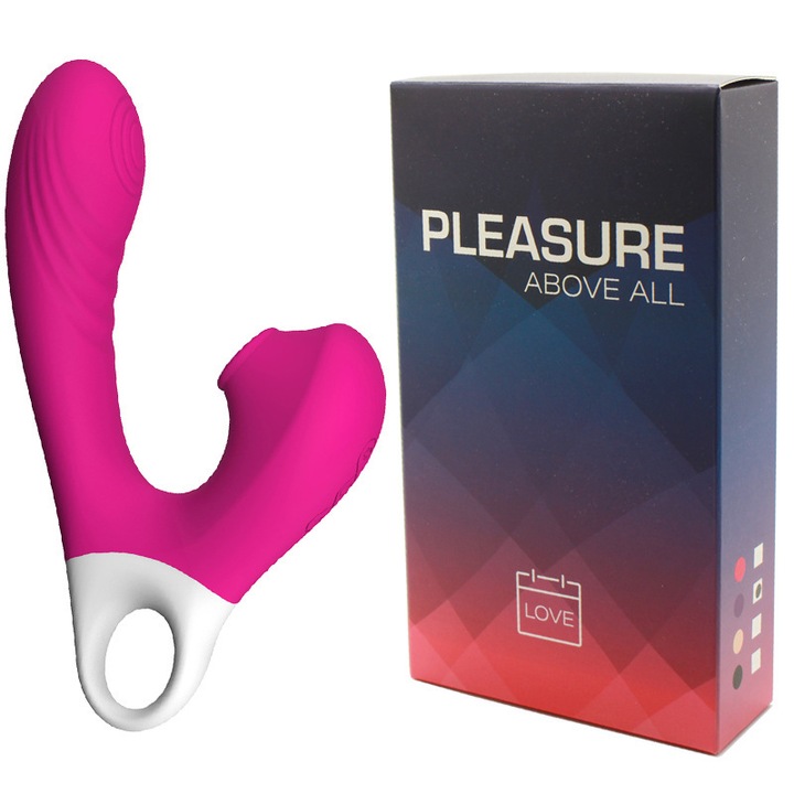 2 az 1-ben vibrátoros szexuális játékok, női szexvibrátor, szopófunkció dildóval, G-pont és csikló stimulációval, 10 rezgési frekvencia, vízálló, ABS + orvosi szilikon, USB töltés, realisztikus érzésű szexuális játékok, rózsaszín-piros