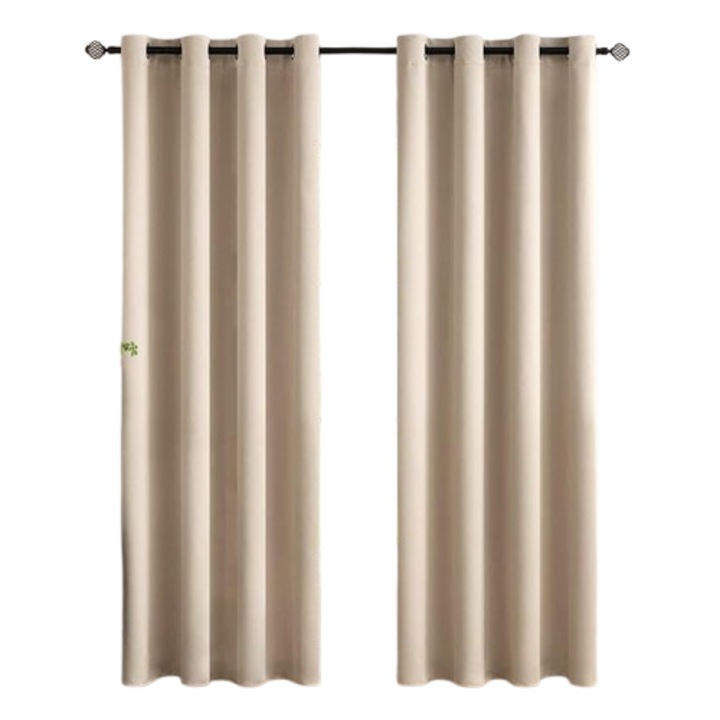 Perdele opace cu inele MIULEE, pentru intunecarea camerelor, set de 2, bej, 225 H x 140 W cm fiecare