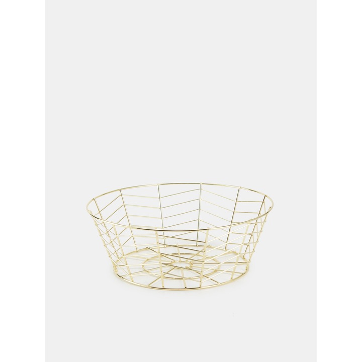 Модерна, просторна декоративна фруктиера, луксозна и елегантна визия в минималистичен скандинавски стил, изработена от желязо/метал, за маса, златиста, 27 х 11 см