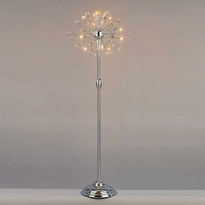 Lampadar GALAXY, cadru alama solida, 15 lumini crom, cristale Swarovski, 170cm G4 15x12V/10W ORION