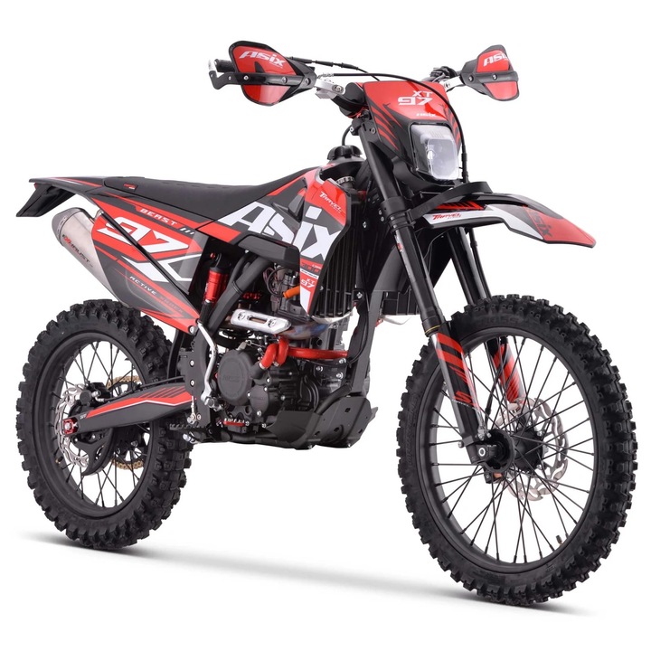 Motocicleta Cross/Enduro Asix XT97, 300cc, roti 21/18", culoare negru/rosu, pornire electric/picior
