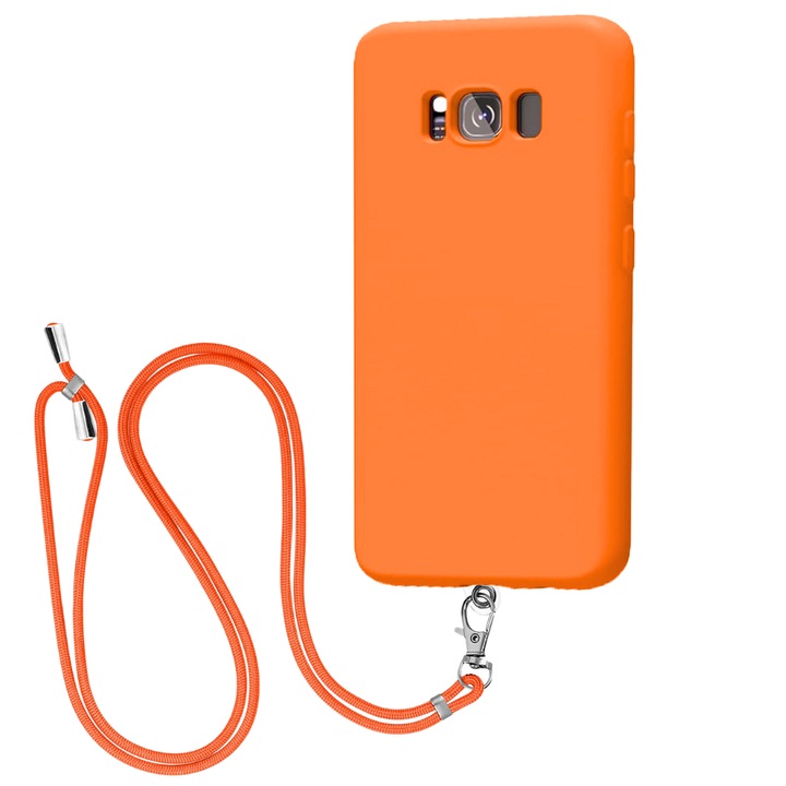 Калъф за Samsung Galaxy S8 с регулируема каишка, защита, комфорт, висококачествен материал, достъп до всички портове, изключително издръжлив, устойчив на удар, против надраскване, приятно усещане при допир, неоново оранжев