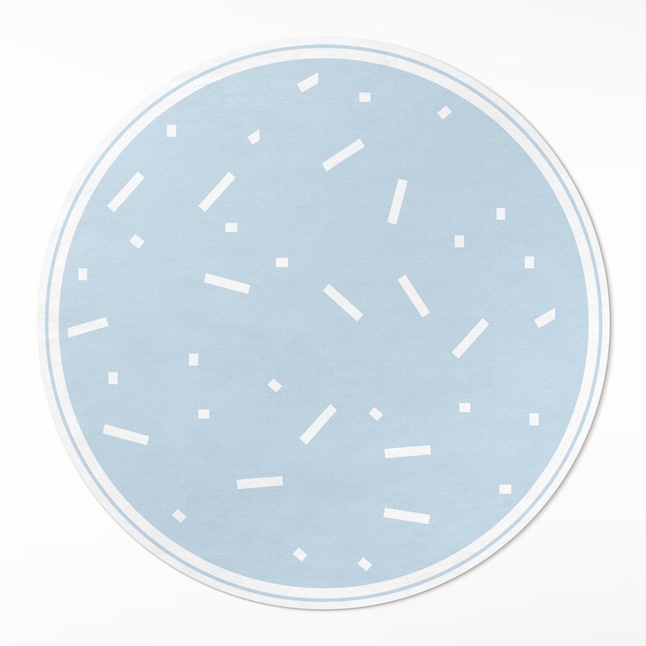 Covor de vinilacasa, Wallfluent, Albul presara pe albastru, Albastru, Ø 130 cm, Rotund, PVC, 010260360810000019737