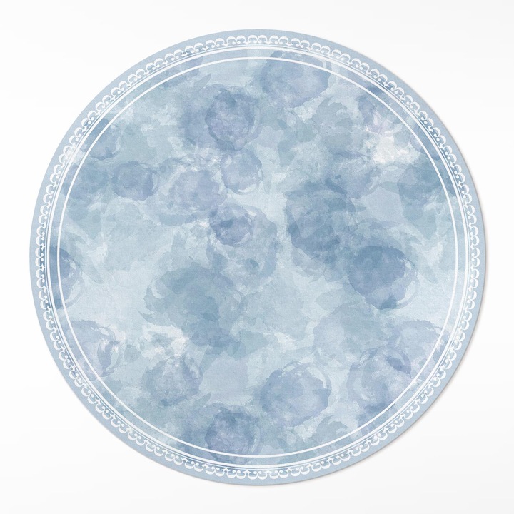 Covor de vinil, Wallfluent, Pete de acuarela, Albastru, Ø 130 cm, Rotund, PVC, 010260360810000019772