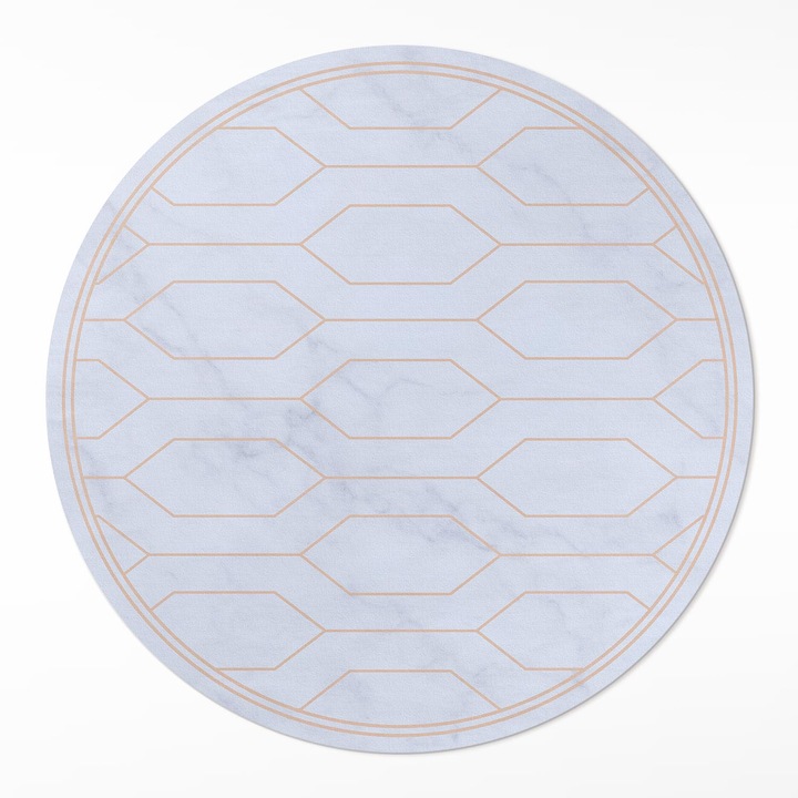 Covor de vinilacasa, Wallfluent, Model liniar pe marmura, Gri, Ø 100 cm, Rotund, PVC, 010260360780000019828