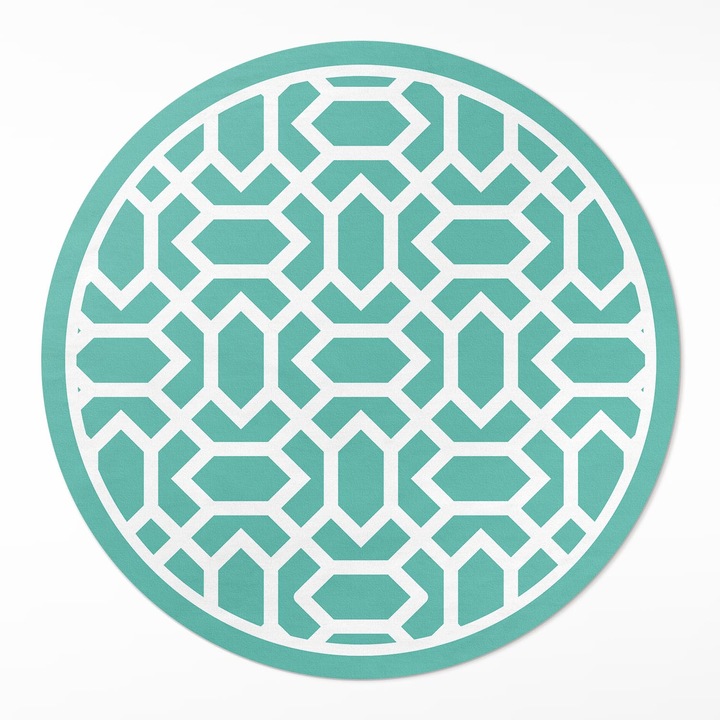 Covor de vinilacasa, Wallfluent, Mozaic de faianta, Verde deschis, Ø 100 cm, Rotund, PVC, 010260360780000019831