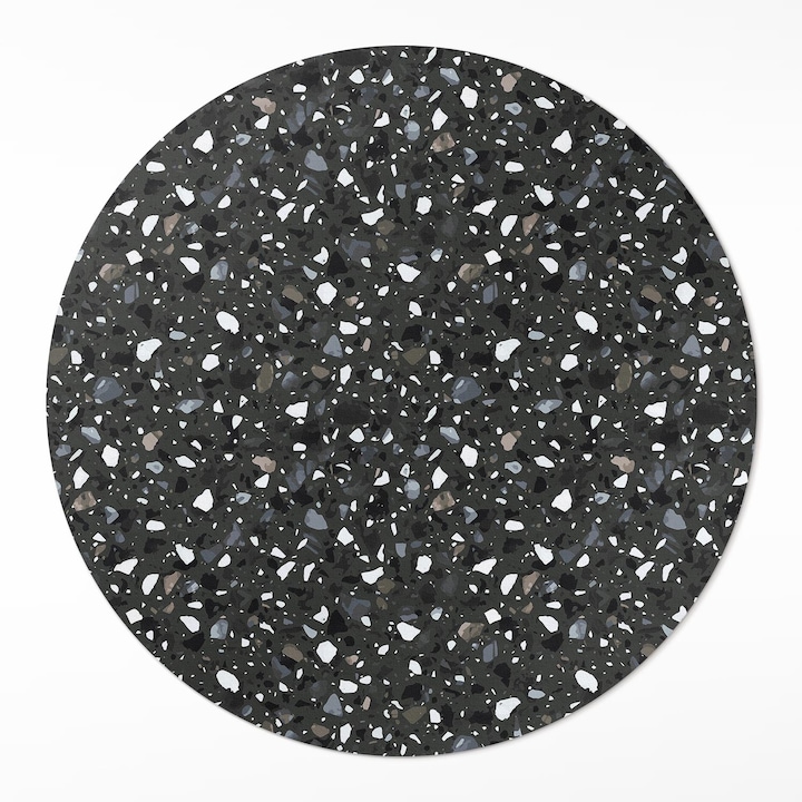 Covor interior din vinil, Wallfluent, Gres de piatra inchisa, Gri, Ø 70 cm, Rotund, PVC, 010260360860000033359