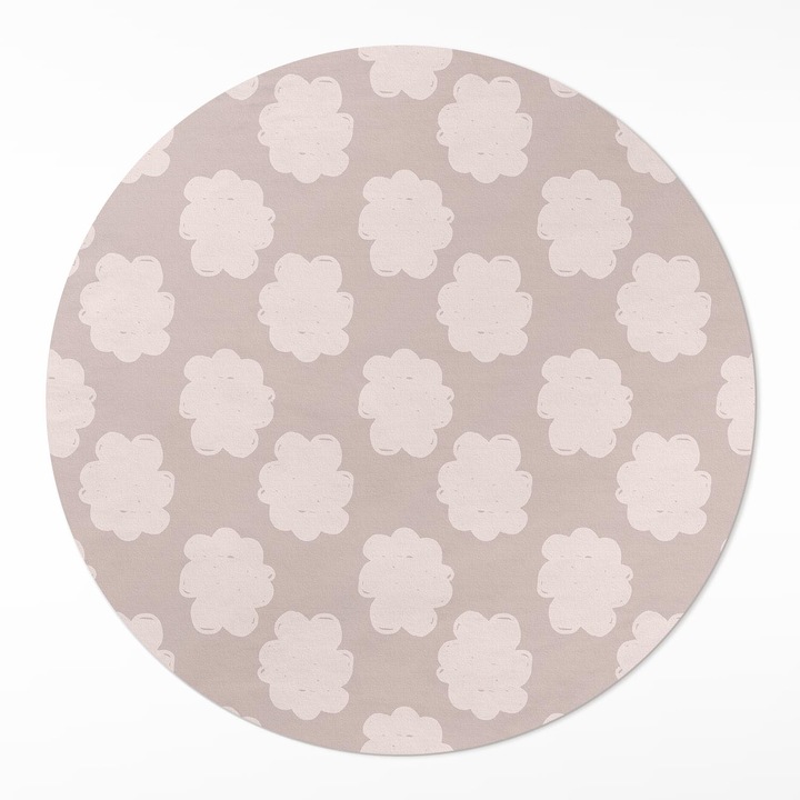 Covor de vinil, Wallfluent, Nori pictati, Bej, Ø 100 cm, Rotund, PVC, 010260360780000033399