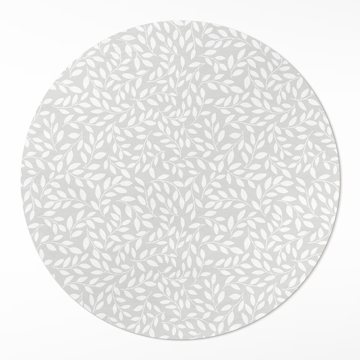 Covor interior din vinil, Wallfluent, Crengute minuscule, Gri, Ø 140 cm, Rotund, PVC, 010260360820000033508