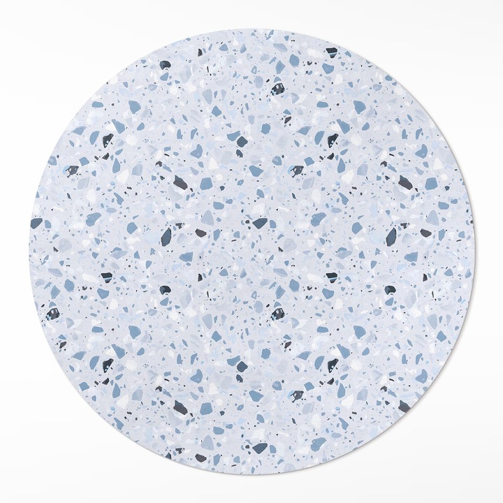 Covor de vinilacasa, Wallfluent, Placi de piatra, Albastru, Ø 140 cm, Rotund, PVC, 010260360820000033535