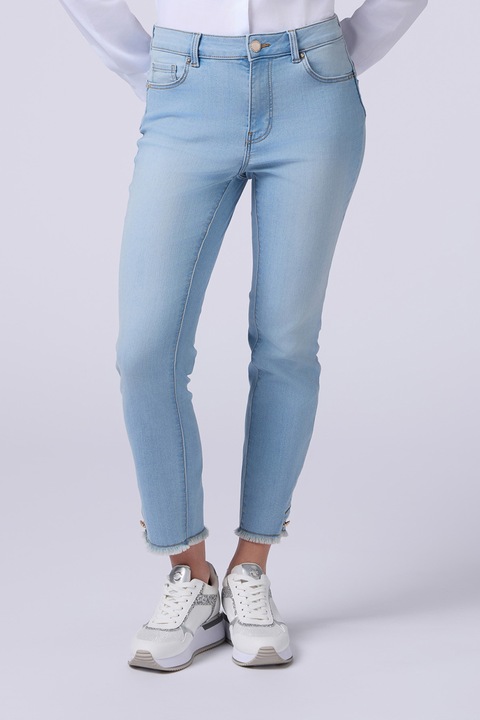 OLTRE, Blugi crop skinny, Albastru deschis