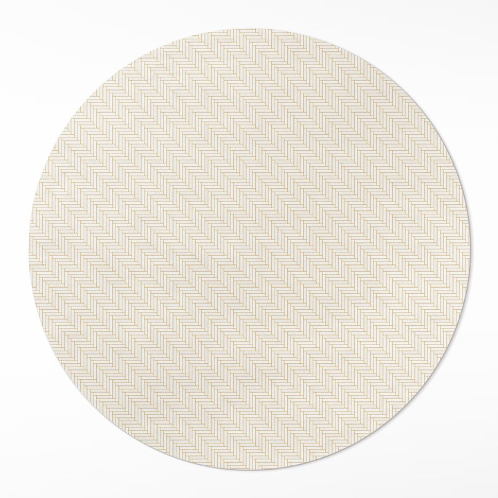 Covor interior din vinil, Wallfluent, Parchet fin in oase, Bej, Ø 100 cm, Rotund, PVC, 010260360780000033429