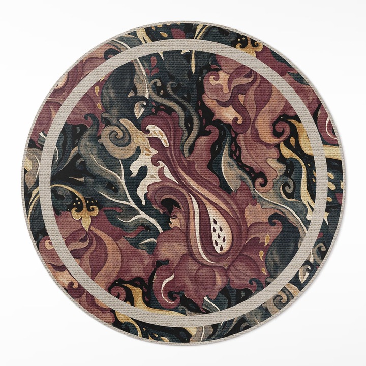 Covor de vinilacasa, Wallfluent, Acuarela, Maro, Ø 140 cm, Rotund, PVC, 010260360820000281817