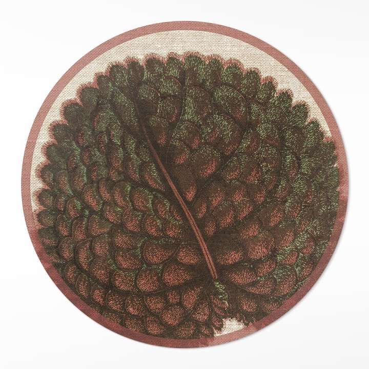 Covor de vinil, Wallfluent, Frunza artistica, Maro, Ø 140 cm, Rotund, PVC, 010260360820000281819