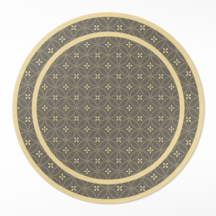 Covor de vinil, Wallfluent, Cercuri elegante, Maro, Ø 140 cm, Rotund, PVC, 010260360820000033555