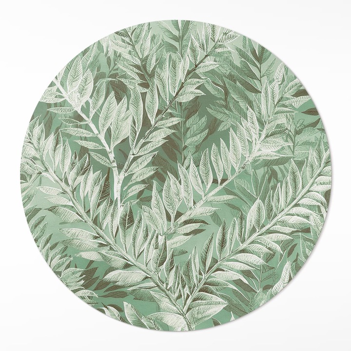 Covor de vinilacasa, Wallfluent, Vegetatie, Verde deschis, Ø 140 cm, Rotund, PVC, 010260360820000281886