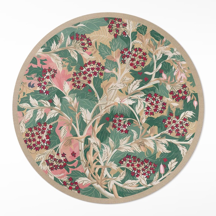 Covor de vinilacasa, Wallfluent, Vegetatie, Verde deschis, Ø 90 cm, Rotund, PVC, 010260360880000281880