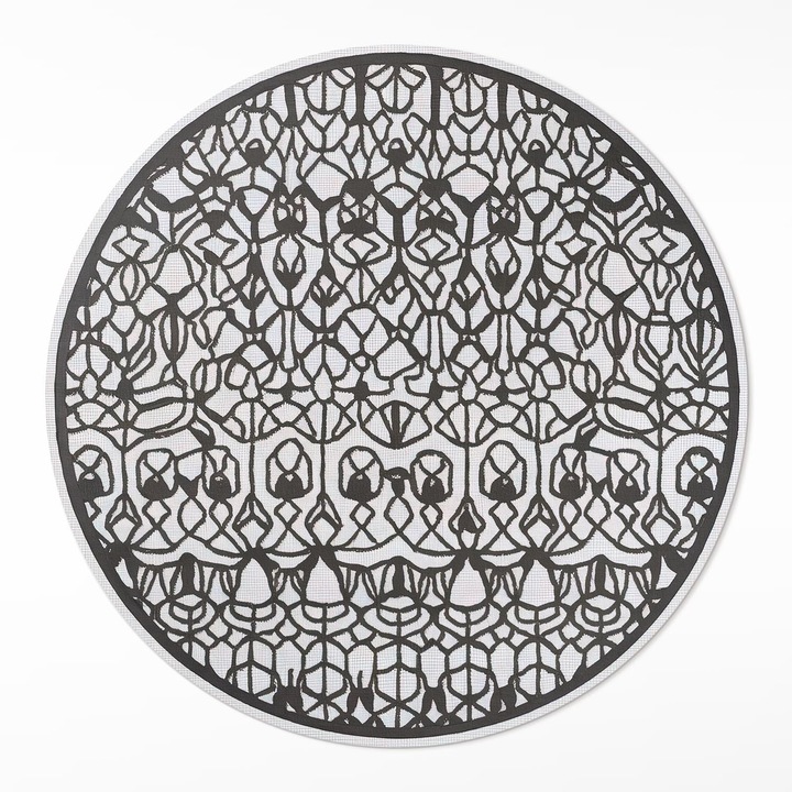 Covor interior din vinil, Wallfluent, Abstract, Gri, Ø 70 cm, Rotund, PVC, 010260360860000281933