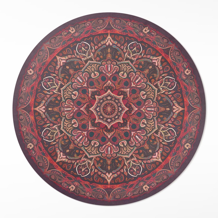 Covor de vinilacasa, Wallfluent, Mandala persana, Rosu, Ø 70 cm, Rotund, PVC, 010260360860000281986