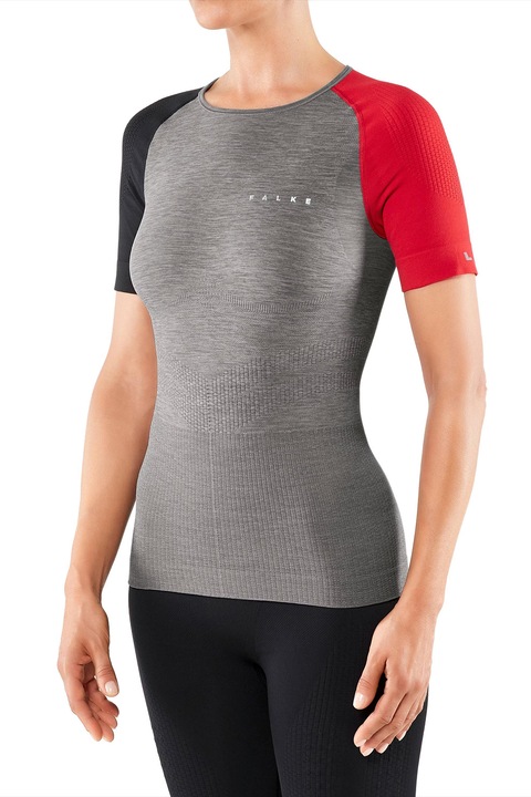 Falke, Tricou pentru alergare Impulse, Negru/Gri melange/Rosu vermillion, S