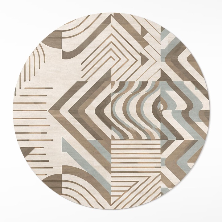 Covor de vinilacasa, Wallfluent, Linii si forme, Bej, Ø 60 cm, Rotund, PVC, 010260360850000282042