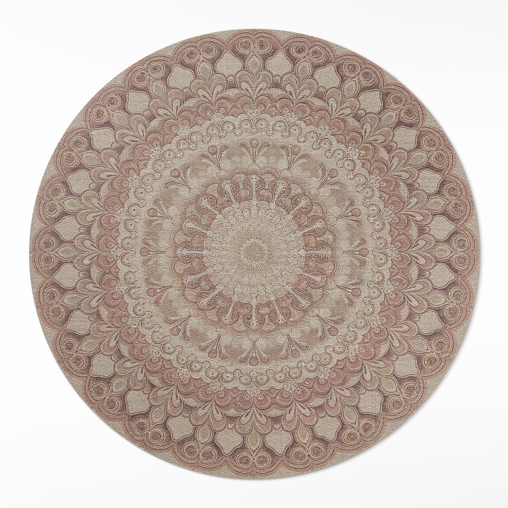 Covor de vinil, Wallfluent, Geometric, Maro, Ø 120 cm, Rotund, PVC, 010260360800000282147