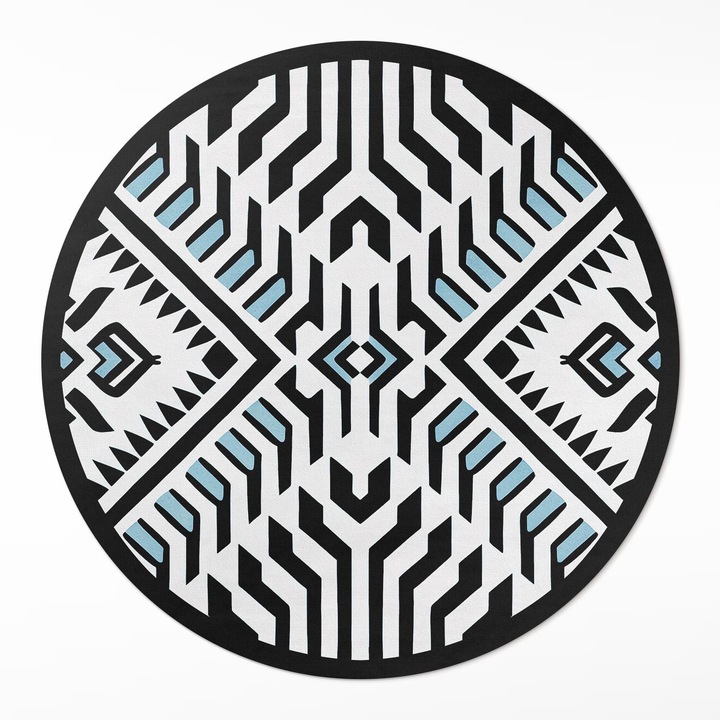 Covor de vinil, Wallfluent, Abstract, Albastru, Ø 110 cm, Rotund, PVC, 010260360790000281996