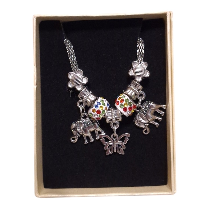Martisor Pandora modell karkötő ezüst fémből, sokszínű kövekkel Vision XXI, kartondobozban