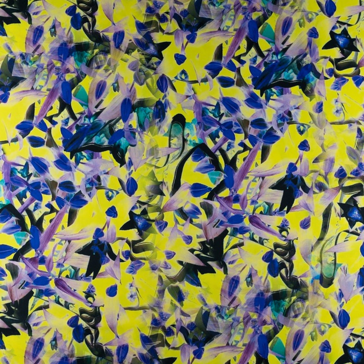 Tesatura pentru cusut fete de masa, perdele, rochii, taiata 150x50cm, Floral Pe Fond Galben