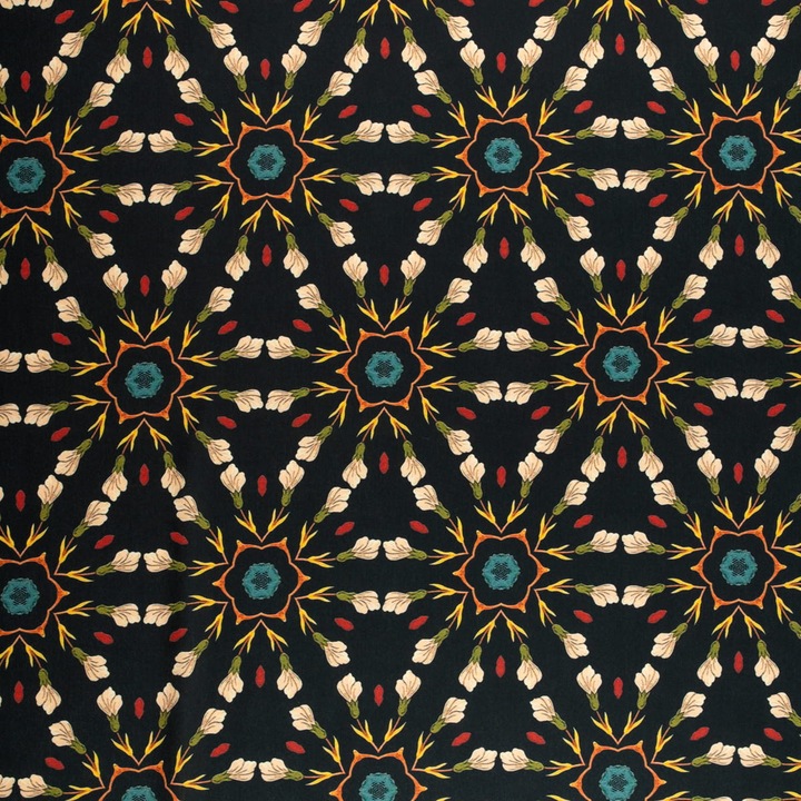 Tesatura pentru cusut fete de masa, perdele, rochii, taiata 150x50cm, Material Floral Negru