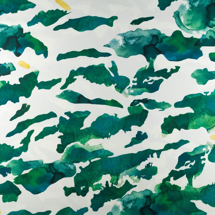 Tesatura pentru cusut fete de masa, perdele, rochii, taiata 150x50cm, Verde Moro Pe Fundal Alb