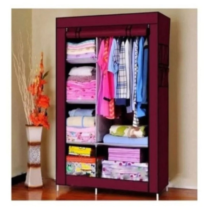 Dulap textil pentru organizarea hainelor cu suport metalic dimensiune 105/45/175CM