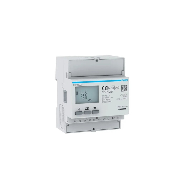Metru de energie Hager 6000/1A, LCD, 10mA-6A, 5A