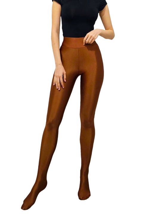 Colanti tip dresuri, Opak, cu aspect lucios satinat, Maro