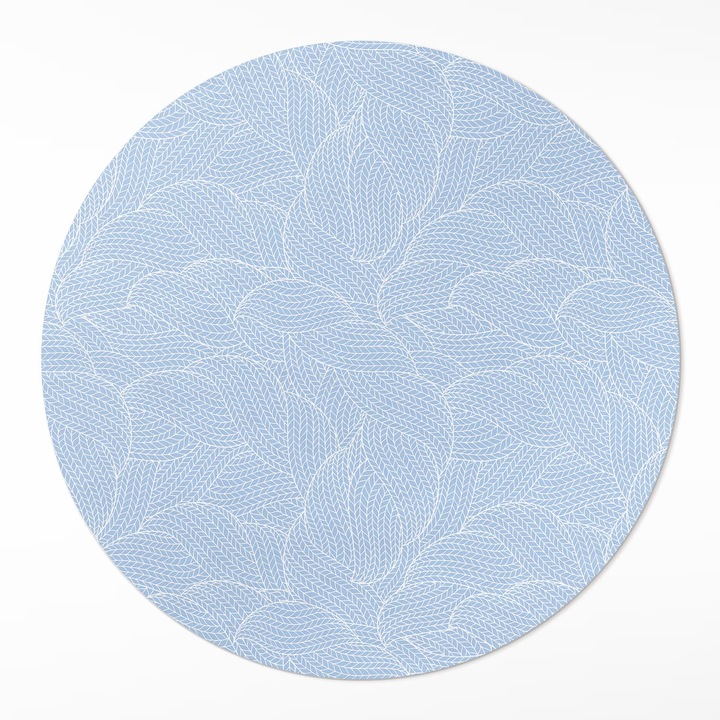 Covor de vinilacasa, Wallfluent, Frunze minimaliste, Albastru, Ø 100 cm, Rotund, PVC, 010260360780000033440