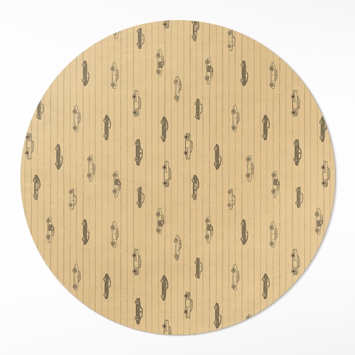 Covor de vinilacasa, Wallfluent, Masini vechi, Maro, Ø 140 cm, Rotund, PVC, 010260360820000033516