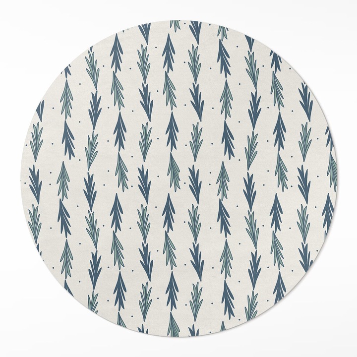 Covor de vinilacasa, Wallfluent, Frunze minuscule, Gri, Ø 140 cm, Rotund, PVC, 010260360820000033547