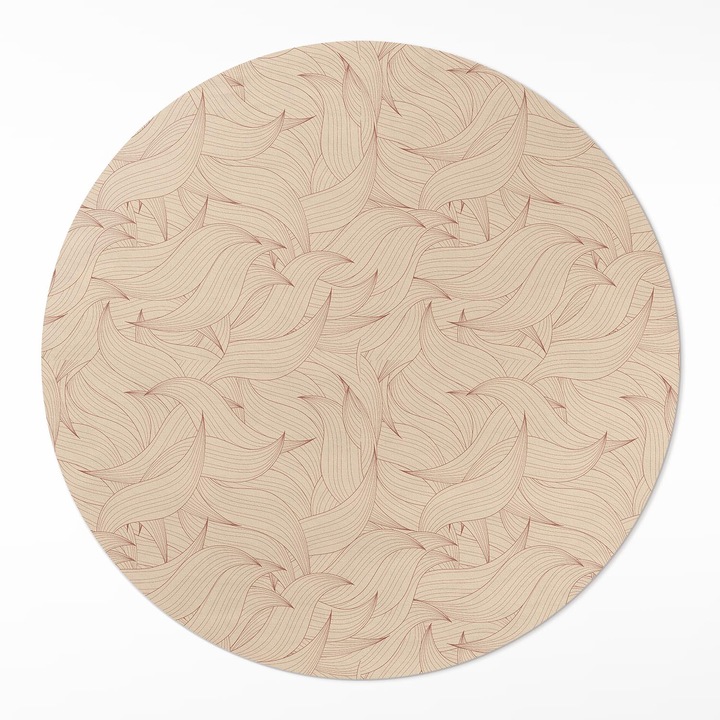 Covor de vinilacasa, Wallfluent, Frunze de toamna, Bej, Ø 140 cm, Rotund, PVC, 010260360820000033507