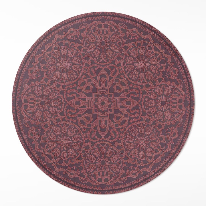 Covor de vinilacasa, Wallfluent, Geometric, Bordeaux, Ø 70 cm, Rotund, PVC, 010260360860000281892