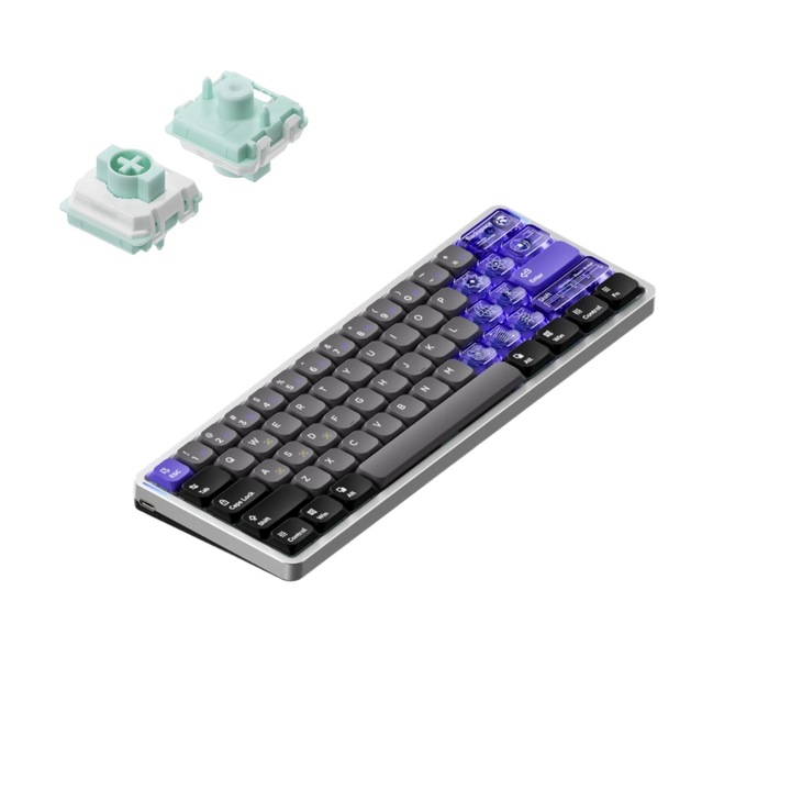 Механична клавиатура Gaming NuPhy Air60 HE Magnetic Switch Jade Pro, Rapid Trigger, 8000 Hz, nSA keycaps, USB-C, сив