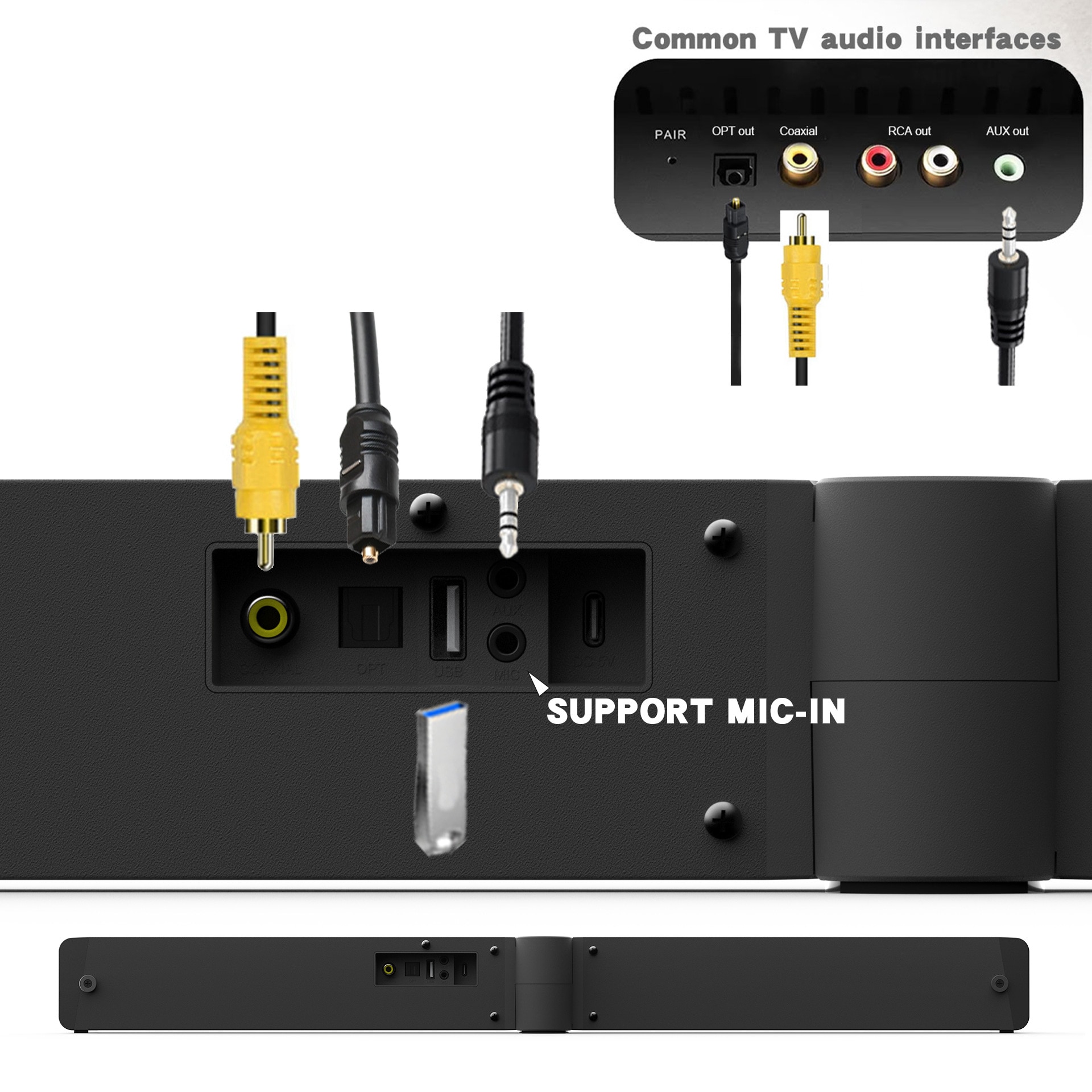 Difuzor de bar, conectivitate Bluetooth, FM, pliere la 180°, calitate a sunetului HIFI, interfata multifunctionala, negru