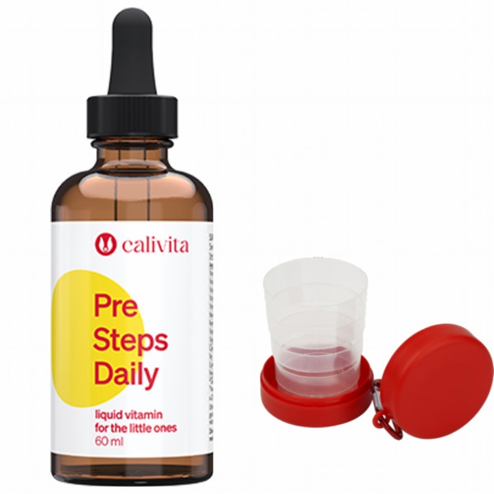 Pre Steps Daily vitamine lichide pentru cei mici Complex cu Multivitamine pentru Bebelusi si copii de varsta mica (60 ml) - Calivita