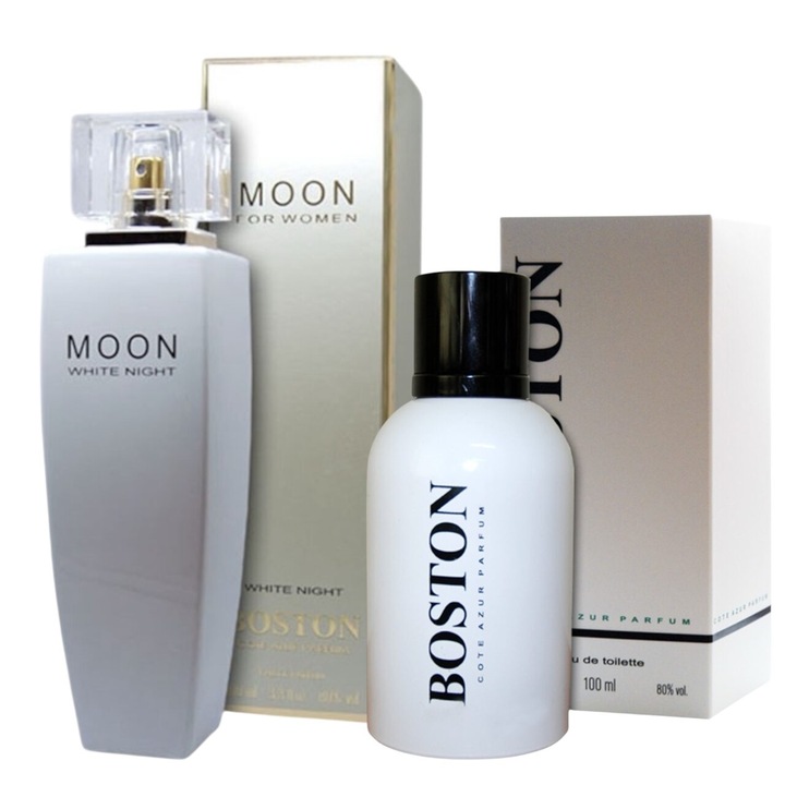 Pachet El si Ea Apa de Parfum si toaleta Cote d'Azur Boston Moon White Night, 200 ml